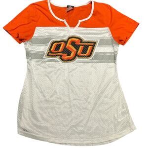 OSU Oklahoma State University Women's Large Short Sleeve Jersey Style Top